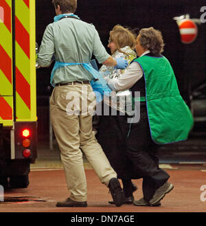 London, UK. 19th December 2013.  Casualties from the balcony collapse at the Apollo Theatre London arriving at University College London Hospital, London, England, UK.   Stock Photo