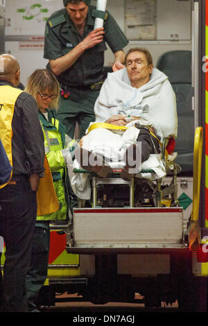 London, UK. 19th December 2013.  Casualties from the balcony collapse at the Apollo Theatre London arriving at University College London Hospital, London, England, UK.  Stock Photo