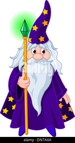 Wizard with staff Stock Vector