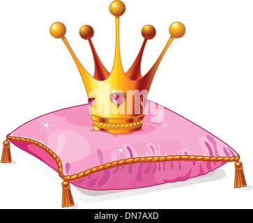 Princess crown on the pink pillow Stock Vector