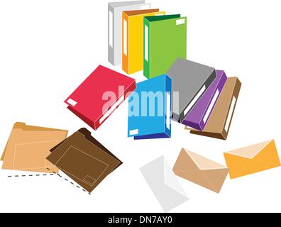 A Set of Office Folder and Close Envelope Stock Vector