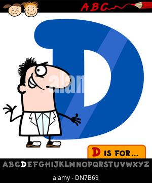letter d with doctor cartoon illustration Stock Vector