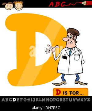 letter d with doctor cartoon illustration Stock Vector
