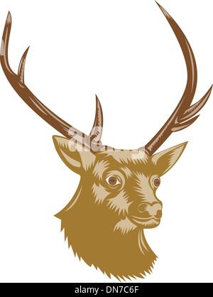 Deer Stag Buck Woodcut Retro Stock Vector