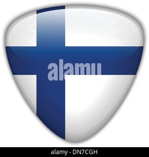 Finland Flag Glossy Button Stock Vector