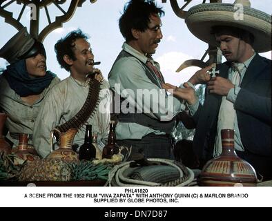 May 11, 2001 - PHL41820.A SCENE FROM THE 1952 FILM ''VIVA ZAPATA'' WITH ANTHONY QUINN (C) & MARLON BRANDO.SUPPLIED BY (Credit Image: © Globe Photos/ZUMAPRESS.com) Stock Photo