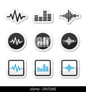 Soundwave music vector icons set Stock Vector