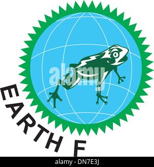 Illustration of ecofriendly globewire Earth Friendly sign done in retro ...