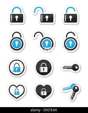 Padlock, key, account vector icons set Stock Vector