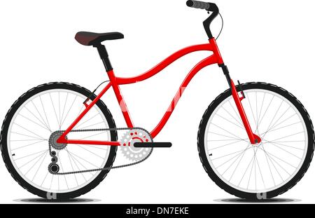 Red Bicycle on a white background. Vector. Stock Vector