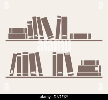 Books on the shelves simply retro vector illustration. Sign, symbol, banner or flat design element Stock Vector