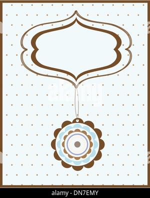 Vintage frame on polka dot background Stock Vector