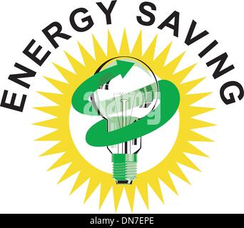 Energy Saving Label Lightbulb Stock Vector