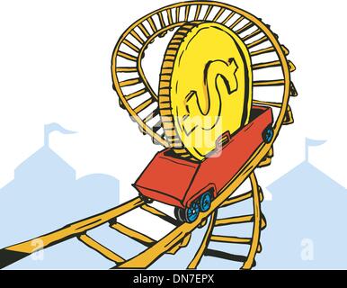 Coin Money on Rollercoaster Stock Vector