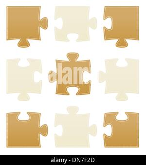 The isolated stitched puzzle pieces Stock Vector