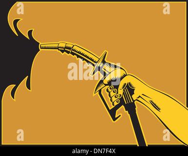 Hand Holding Gas Fuel Pump Nozzle Stock Vector