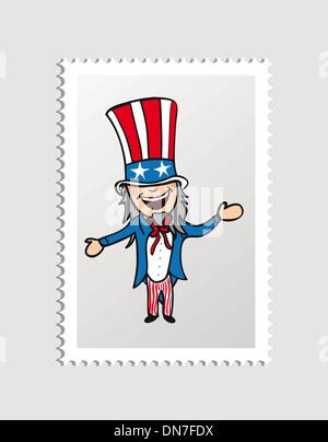 American cartoon person postal stamp Stock Vector