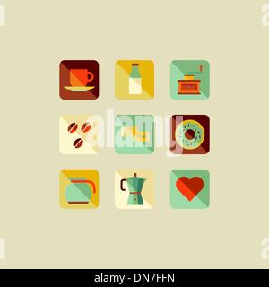 Coffee flat icons concept illustration Stock Vector
