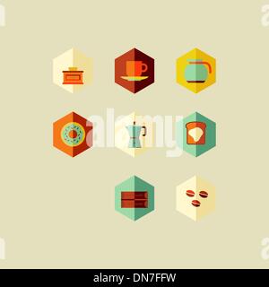 Coffee concept flat icons design Stock Vector