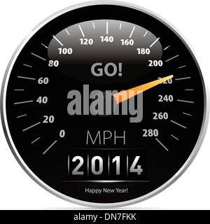 2014 year Calendar speedometer car Stock Vector