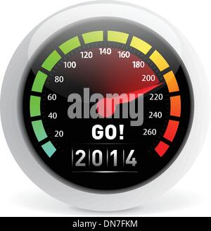 2014 year Calendar speedometer car Stock Vector