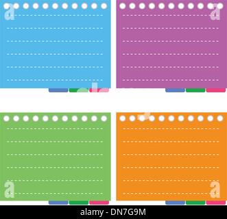 Four Color of  Lined Spiral Notepad Papers with Tabs Stock Vector