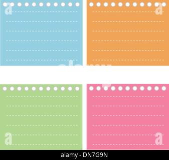 Four Color of  Lined Spiral Notepad Papers Stock Vector