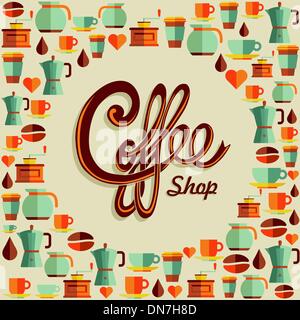 Coffee flat icon poster illustration Stock Vector