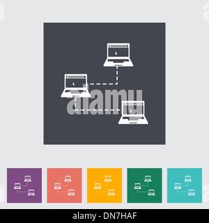 Computer network single flat icon. Stock Vector