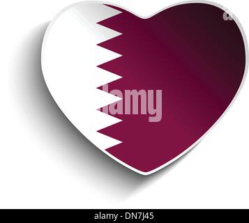 Qatar Flag Heart Paper Sticker Stock Vector