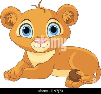 Resting little lion cub Stock Vector