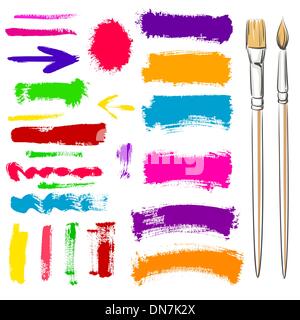 Brushes and grunge painted elements Stock Vector