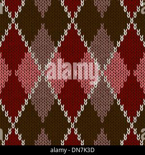 Style Seamless Pink Brown Red Knitted Pattern Stock Vector