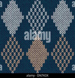 Style Seamless Blue Color Knitted Ornament Stock Vector