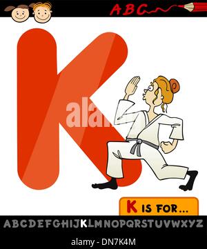 letter k with karate cartoon illustration Stock Vector
