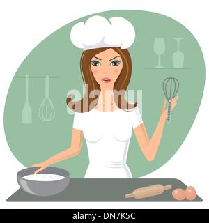 A happy very busy multitasking housewife Stock Vector