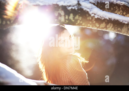 Portrait of a young woman in backlight Stock Photo