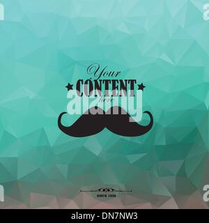 Retro background with triangular polygons and mustache. Stock Vector