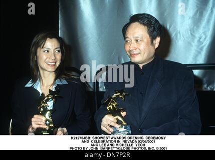 Mar. 8, 2001 - K21275JBB: SHOWEST AWARDS OPENING  CEREMONY.AND  CELEBRATION IN  NEVADA 03/06/2001.ANG LEE AND MICHELLE  YEOH . JOHN  BARRETT/   2001(Credit Image: © Globe Photos/ZUMAPRESS.com)
