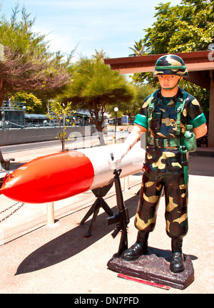 Statues of soldiers with rocket grenades. The show is Chumphon Province, Thailand. Stock Photo