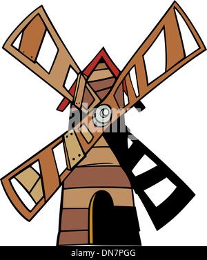 windmill clip art cartoon illustration Stock Vector