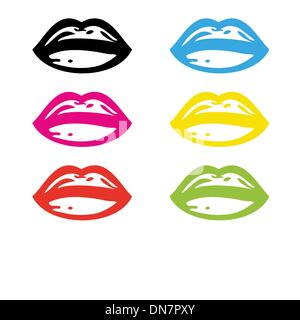 Retro lipstick traces set Stock Vector