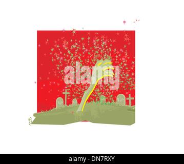 zombie hand coming out of his grave Stock Vector