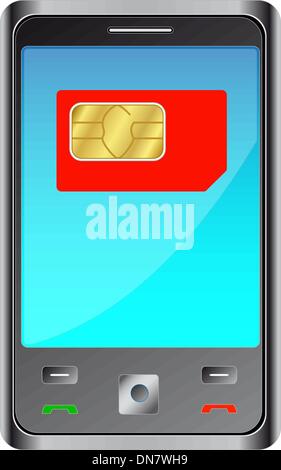 Mobile phone with red sim card Stock Vector