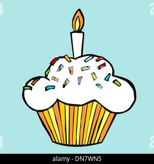 Muffin with candle Stock Vector