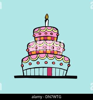 Birthday cake on the table Stock Vector