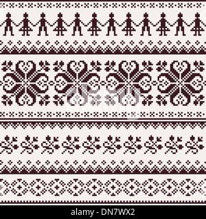 Nordic seamless winter knitted brown pattern Stock Vector