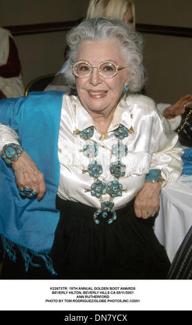 Aug. 13, 2001 - K22673TR: 19TH ANNUAL GOLDEN BOOT AWARDS.BEVERLY HILTON, BEVERLY HILLS CA 08/11/2001.ANN RUTHERFORD. TOM RODRIGUEZ/   2001(Credit Image: © Globe Photos/ZUMAPRESS.com) Stock Photo