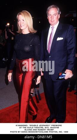 Sept. 23, 1999 - K16689SMO: ''DOUBLE JEOPARDY'' PREMIERE.AT THE GUILD THEATRE, NYC.  09/23/99.BLAINE AND ROBERT TRUMP. SONIA MOSKOWITZ/   1999(Credit Image: © Globe Photos/ZUMAPRESS.com) Stock Photo