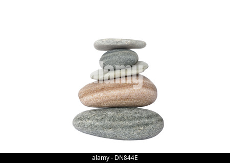 pyramid with five stones on a white background Stock Photo